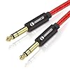 LinkinPerk 6,35 mm Mannelijk hoofd tot 6,35 mm Mannelijk hoofd mono audiokabel, 1/4 “TS professionele luidsprekerkabel voor elektrische gitaar, versterker, keyboard professioneel instrument enz.（1m）