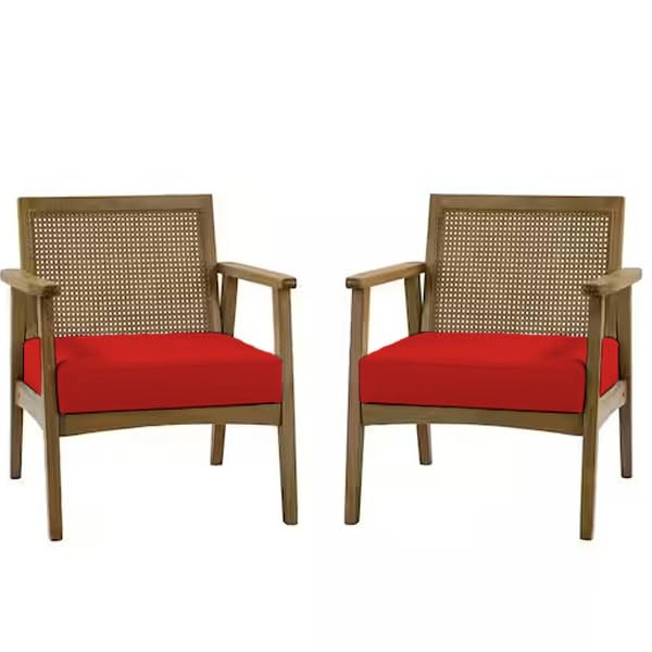 Set of 2 Outdoor Waterproof Chair Cushion Seat Pads Rattan Garden Furniture Seat Cushions For Patio, Garden, Office, Coffee Shop, Dining Room Removable Fabric Zipper Cover (Red, 45X45X7cm) — image 1