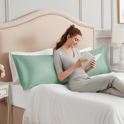 Image of INFIIXSO Silk Pillowcase Mint Green 20 inchx54 inch