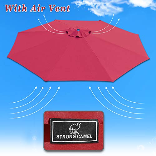 Strong Camel Replacement Patio Umbrella Canopy Cover For 9Ft 8 Ribs Umbrella Green (Burgundy) #TOP4