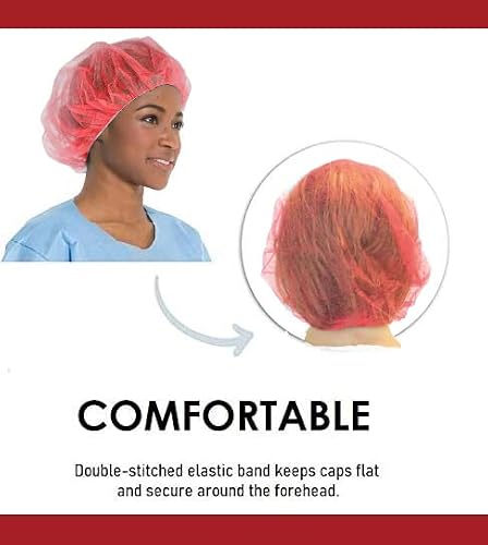 Medical Nation 24" Disposable Bouffant Caps Hair Net | 100 Pack, Red | Non-Woven, Non-Pleated Hairnets | Perfect For Medical, Hospital, Labs, Nurse, Tattoo, Food Service, Cooking | Red, Size 24" #TOP4