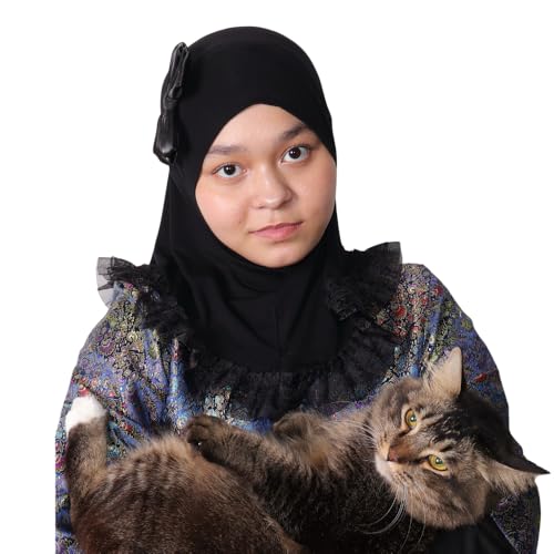 Princess Nur Prime Hijab | Handmade Lace Cotton Ribbon | Girls Kids Instant Slip-on Scarf Below Size S for Below 10 years old3