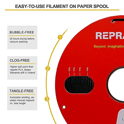 Image of Reprapper Black TPU Filament, 95A Shore Hardness 1kg TPU 1.75mm 3D Printer Filament, Good Layer Bonding Performance Flexible & Soft Filament for 3D Printer (± 0.03mm) 2.2lb, Black