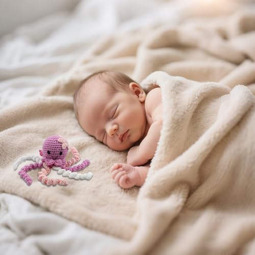 Image of Handmade Crochet Octopus for NICU Babies & Preemies, Scent Bonding Keepsake for Baby, NICU Separation Anxiety Gift, Soft Comfort Gift for Newborn (Light Purple)