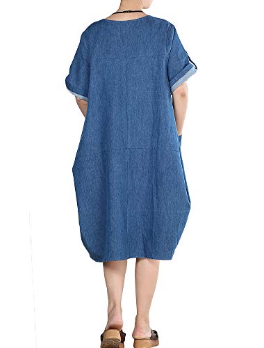 LaovanIn Women's Plus Size Tunic Dress Summer Cotton Linen T Shirt Knee-Length Dresses4