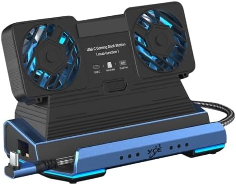 Tobo 9 in 1 USB C Steam Deck Docking Station with Dismantling Cooling Fans 4K@60Hz,1000Mbs Ethernet,SD/TF,4 USB A,100 PD Charging 40Gbps Adapter for Steam Deck/Rog Ally/Switch/Legion Go TD-1406GA