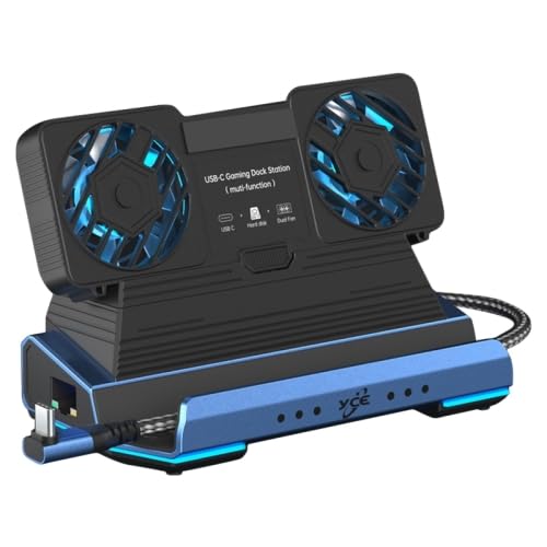 Image of Tobo 9 in 1 USB C Steam Deck Docking Station with Dismantling Cooling Fans 4K@60Hz,1000Mbs Ethernet,SD /TF,4 USB A,100 PD Charging 40Gbps Adapter for Steam Deck /Rog Ally /Switch /Legion Go TD-1406GA