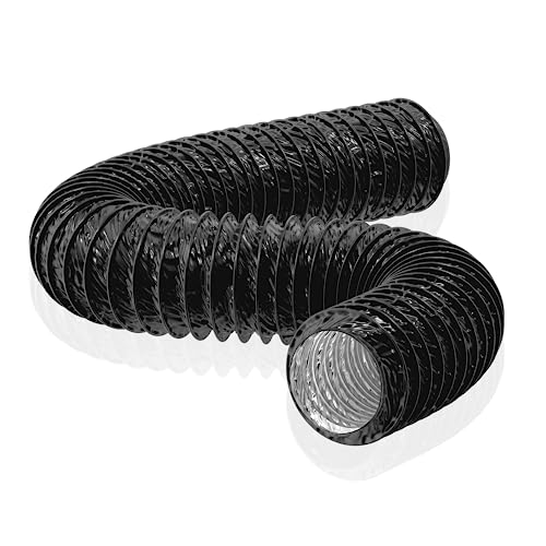 HG Power 150mm Air Ducting Length 5m PVC Aluminium Flexible Ventilation Duct PVC Pipe Tumble Dryer Vent Hose for Hydroponics Extractor Fan, Cooker Hood, Bathroom, Toilet, Black