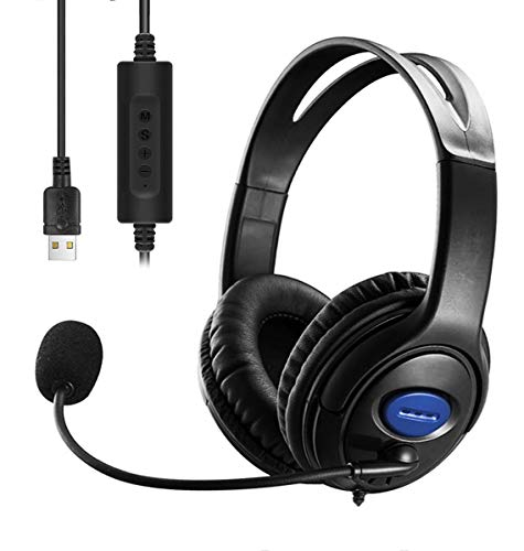 USB Headset mit Mikrofon, USB Wired PC Kopfhörer Ultraleicht & Komfort mit Noise Cancelling & Audio Controls für