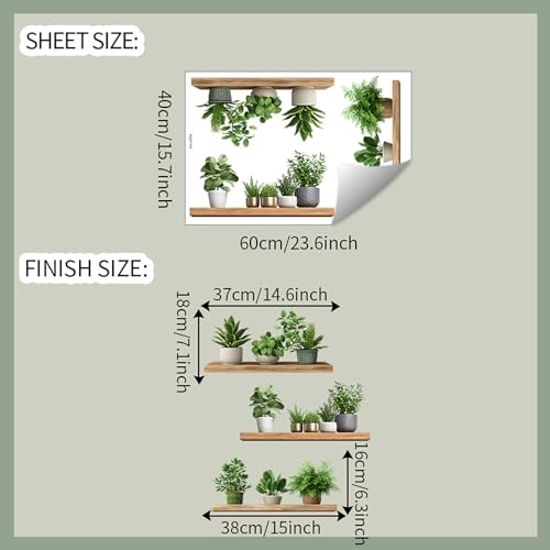 Image of Green Plants Wall Stickers 3D Bonsai Tropical Betterfly Creative Vinyl Peel and Stick Removable Wall Art for Living Room Bedroom Home Office (Green Plant 6)