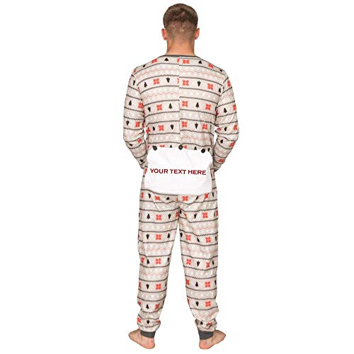 Custom Add Your Text Butt Flap Family Christmas Pajama Union Suit2