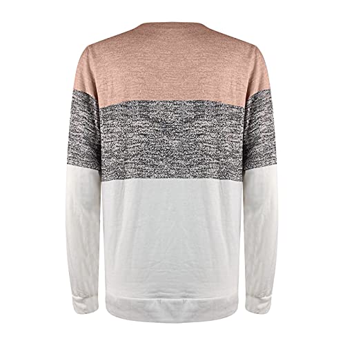 GN109 Femmes Été Automne Décontractée Haut Ample Manche Longue Col Rond Haut para mulheres C6, rosa,