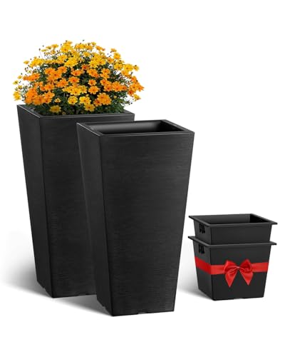 VEVOR Set of 2 Tall Outdoor Planters 22inch, Large Planters for Outdoor Indoor Plants,...