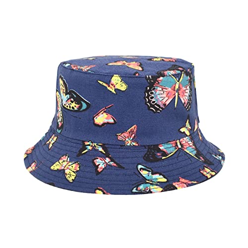 Chapeau avec papillon imprimé chapeau de pêcheur femme version coréenne double évier chapeau homme été extérieur chapeau de natation fille