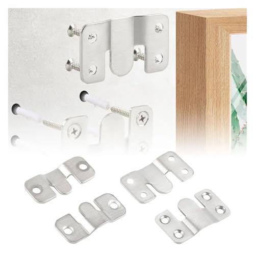 MAYHONG 2Pcs Stainless Steel Interlock Hanging Buckle Flush Mount Bracket Furniture Connector Wall Picture Frame Hanger(44 * 19mm) - Thumbnail 4