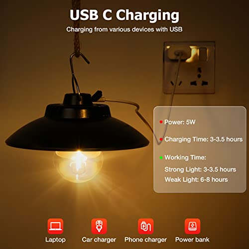 Campinglampe Aufladbar, Yizhet Retro Campinglaterne LED Campingleuchte 200 Lumen IPX4 Wasserdicht 1200 mAh LED Camping Laterne Zeltlampe für Camping, Notfall Stromausfälle (Warmweiß) – Bild 3