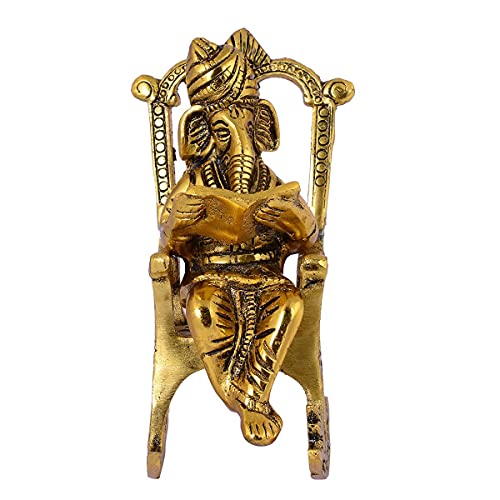 WC | Greatly Sculpted Ganesha Lakshmi Statue in Antique Ivory Finish - Ganesh Idol for Car | Home...