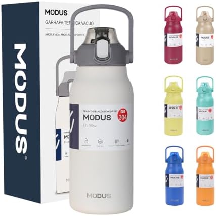 Garrafa Térmica 1700ml - Duplamente Isolada a Vácuo, Canudo e Bas...