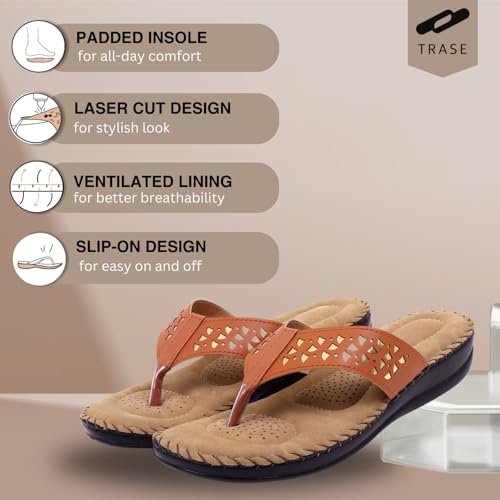 Image of TRASE Slippers for Women Stylish Flat | Comfortable Orthopedic Soft Chappals | Lightweight Ortho Footwear for Ladies