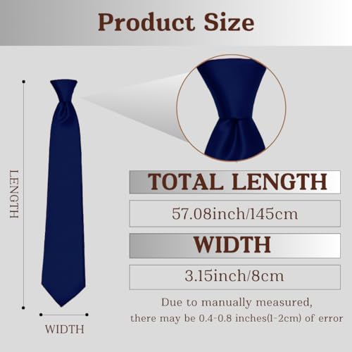Image of WOXVM Men's Ties Classic Solid Satin Tie Pure Color 3.15 inch Mens Necktie, Premium Formal Black Ties For Men Business & Wedding