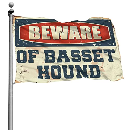Méfiez-vous du basset hound drapeau géant 152x244cm pour ornements de cour et ateliers