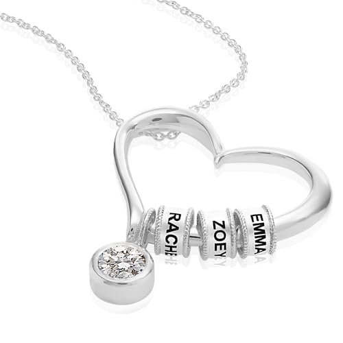 Personalized Linda Heart Necklace with Engraved Beads - Dainty Gift for Mom, Her, Women - Custom Jewelry for Mother's Day, Christmas, Birthday3
