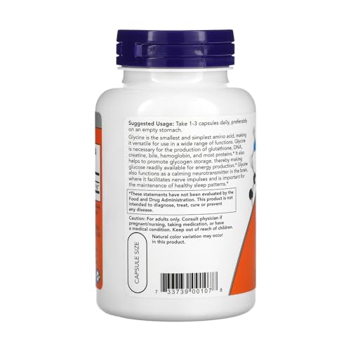 Now Foods Glicina 1000mg Glycine 100 Veg Cáps Produto Importado Original