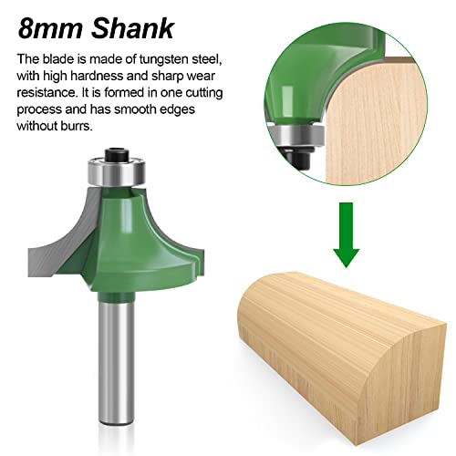 6 Stück Abrundfräser für Oberfräse, Abrundfräser 8mm Schaft, Mit Kugellagern, Hartmetall Runde Über Fräser Bits, Werkzeuge für die Holzbearbeitung, für Holzbeschnitt