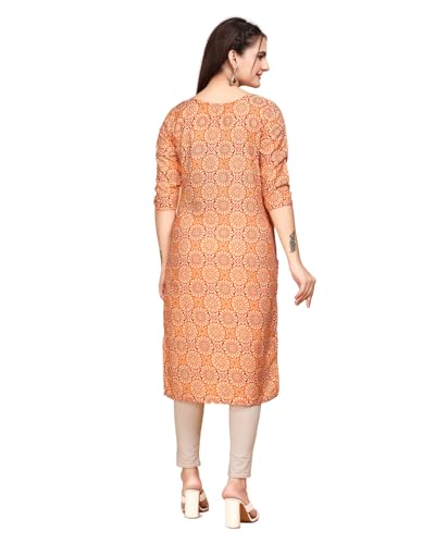 Image of Women's Straight Fit Printed Crepe Kurta, Casual Wear Kurti Design No 182