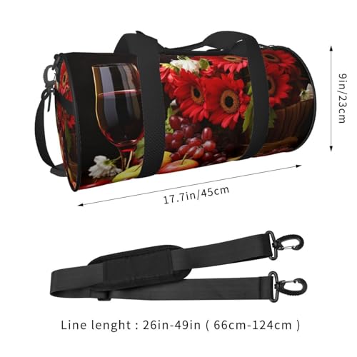 Travel Duffle Bag Weekender Bags For Men Women With Shoe Compartment Large Capacity Weekender Overnight Bag Red Wine Strawberry Flowers Carry On Tote Bags Sport Gym Bag For Travel Yoga2