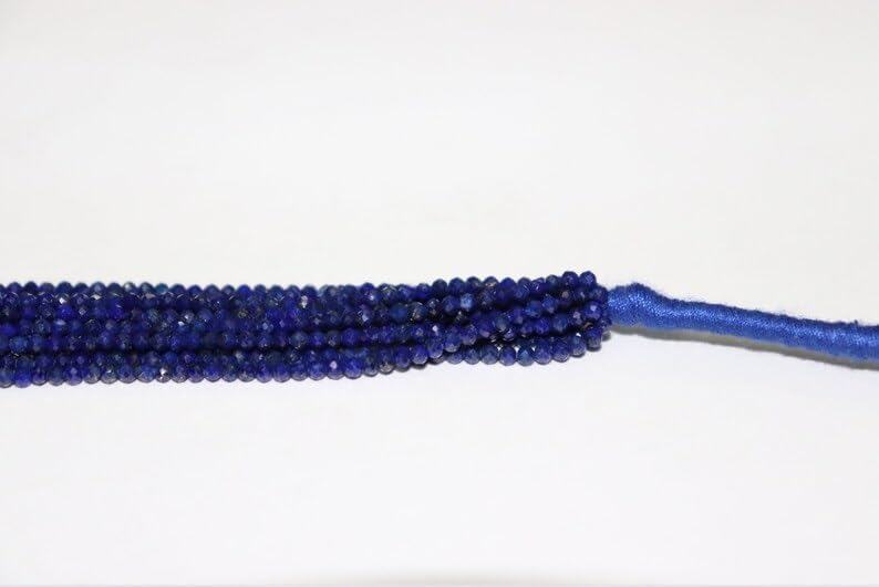 Miniatura 2 de Cuentas de lapislázuli facetadas naturales de corte a máquina, cuentas de lapislázuli Rondelle, cuentas de lapislázuli para manualidades de
