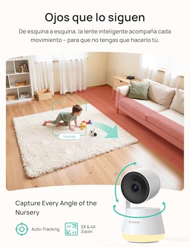 Miniatura 6 de Dr.Care Lumiview Plus Monitor Bebé Wifi Con Clip Pantalla 5.5 , Cámara 2k, Modo Privacidad, Batería 5000mah, Luz Rgb, Alertas Llanto Y Movimiento 1 Cámara 1 Monitor 1 Soporte Clip