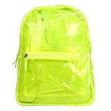 Mochila Transparente Neon Juvenil Feminina Escola Praia Piscina VERDE LIMÃO