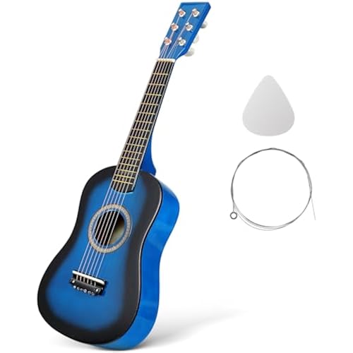 Small Guitar - 23 Inch Kids Acoustic Guitar in Blue for Music Learning Perfect for Home Practice and Entertainment