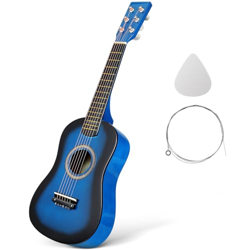 SUPVOX Toddler Guitar 23 Small Guitar Ukelele 23 Starter Ukulele Girls Kids Educational Boys Stringed Instrument Wooden Birthday Present Larry Bamboo Child Blue Toddler Folk