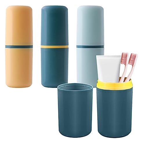 Nizirioo Brosse a Dent Plastique, 3 Pièces Gobelet à Dents Plastique, Réutilisable Incassable Flexible Portable Gobelet Brosse à Dent étui à Brosse à Dents pour Voyage, Famille, Camping, école