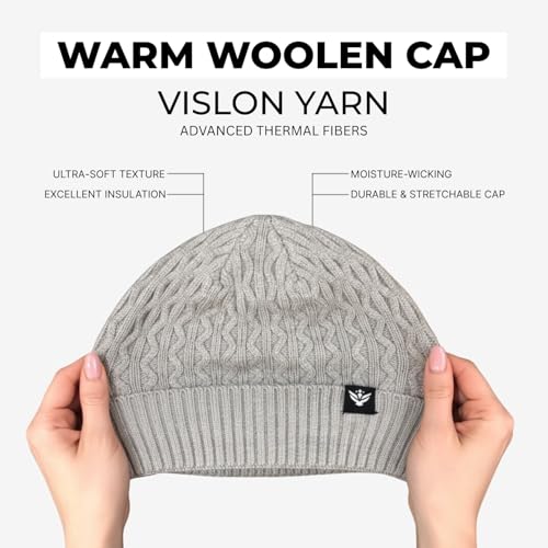 Image of AMOLDO Unisex Woolen Beanie Cap | Warm Winter Hat - Zigzag Design