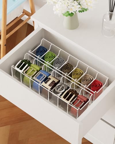 MaxGear Belt Organizer with 7 Wide Compartments, Acrylic Belt Holder for Closet, Clear Belt Storage Rack for Belts, Ties & Bow Ties, Fits Large Buckles — view 5