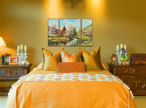Schipper 609260664 Malen nach Zahlen - Ländliche Idylle - Bilder malen für Erwachsene, inklusive Pinsel und Acrylfarben, Triptychon, 50 x 80 cm – Bild 6
