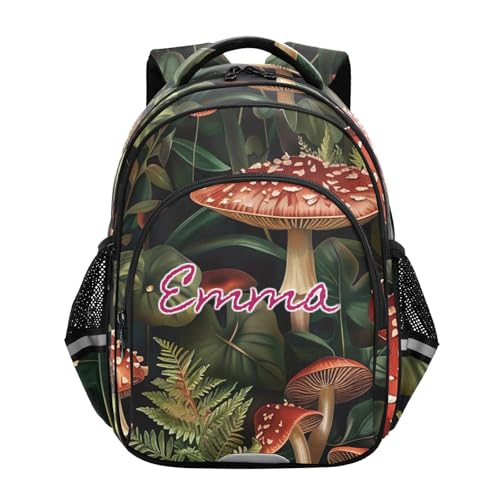 Sac à dos d'école rétro personnalisable vert champignon 17 pouces pour fille et garçon