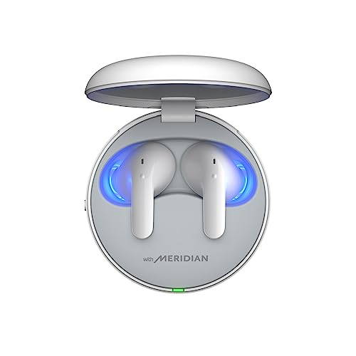 LG Electronics TONE-T90Q.CEUFLWH Tone Free T90 | Écouteurs Bluetooth True Wireless | Dolby Atmos | Plug & Wireless | Réduction Active de Bruit | UVnano, White