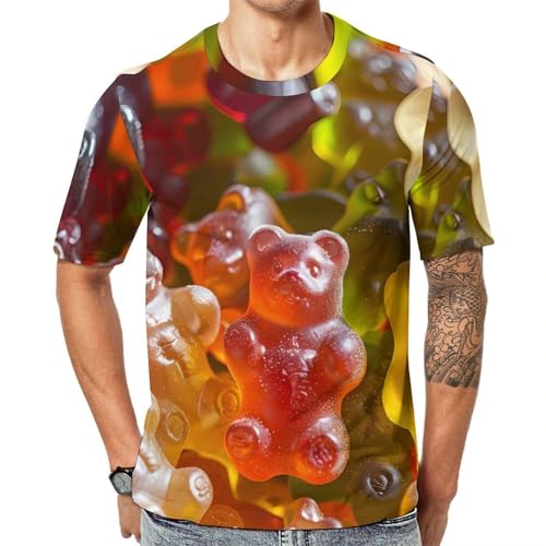 Bears Candies Unisex Adult T-Shirts Summer Short Sleeve Tee Casual Tops Funny Graphic M