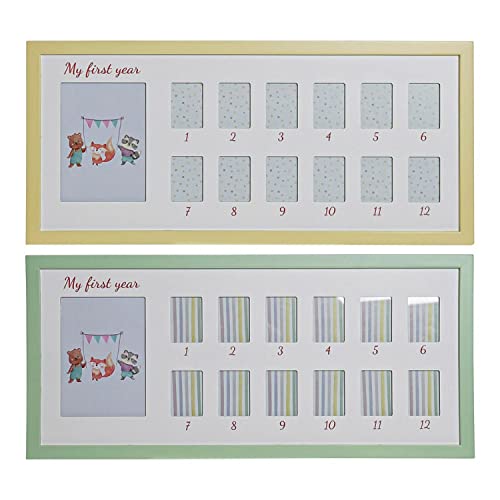 Marco De Fotos Dkd Home Decor My First Year Múltiple Madera Animales (2 Pcs) (63 X 2 X 29 Cm)