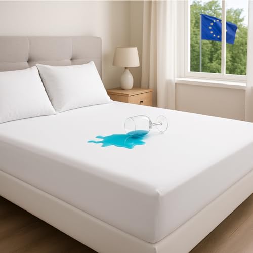 Strauss Home® Wasserdichtes Spannbettlaken 100x200cm – Geräuscharmer Matratzenschoner, Atmungsaktive Inkontinenzauflage mit Rundumgummi, Waschbar und Anti-Milben, Oeko TEX Zertifiziert, Weiß Strauss Home® Wasserdichtes Spannbettlaken 100x200cm – Geräuscharmer Matratzenschoner, Atmungsaktive Inkontinenzauflage mit Rundumgummi, Waschbar und Anti-Milben, Oeko TEX Zertifiziert, Weiß