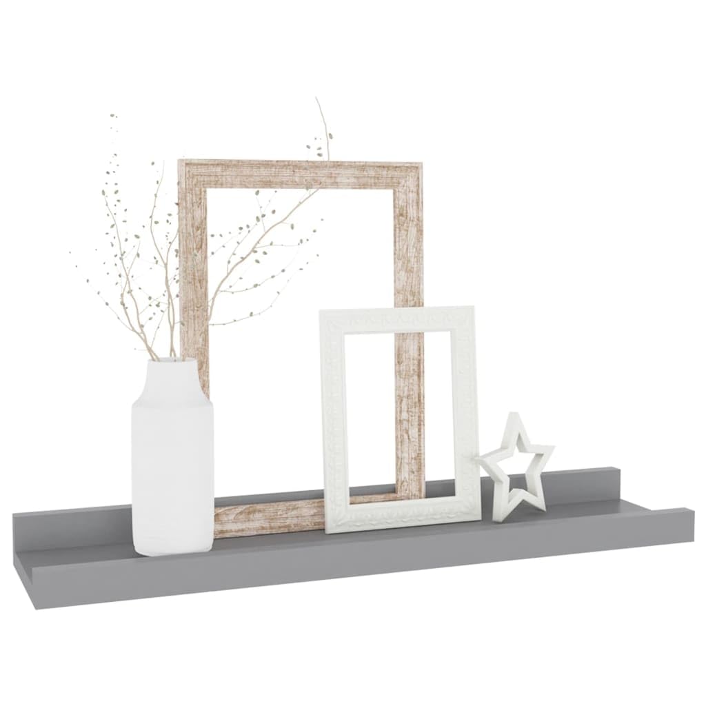 Scaffalature, mensole da parete e sporgenze, mensole da parete, 4 pezzi, grigio, 40 x 9 x 3 cm