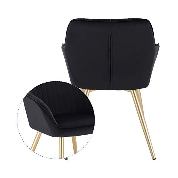 Lestarain Upholstered Dining Chairs, 1 Piece Armchair Kitchen Chair Velvet Seat Gold Metal Legs Reception Chairs with Backrest Soft Cushion - Image 5