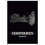 JUNIWORDS Stadtposter - Wähle Deine Stadt - Gersthofen - 21 x 30 cm Poster - Schrift A - Schwarz