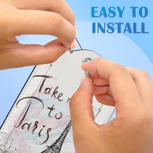 Eiffel Tower Paris 2 PCS Luggage Tags, Privacy Cover ID Label with Stainless Steel Loop and Address Card for Travel Bag Suitcase3