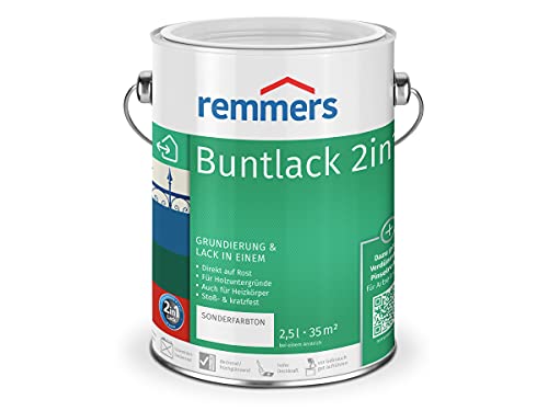 Remmers Buntlack 2in1 reinweiß (RAL 9010), 0,375 Liter, Buntlack für Holz, Eisen, Stahl, inkl. Grundierung und Rostschutz, innen und außen