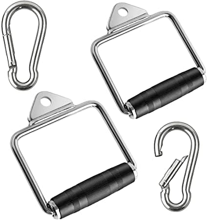 FSENTERPRISES Heavy Duty Stainless Steel Gym D Handle Pair with Rubber Grip and Chrome Finish-image-18